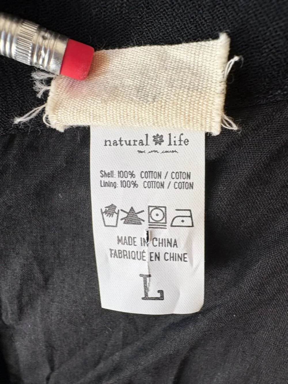 Natural Life 100% Cotton Spring Summer Midi Dress Lace Empire Waist Casual Sz L - Picture 11 of 11